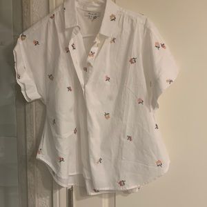 Madewell Short Sleeve Shirt with Flowers Size Medium